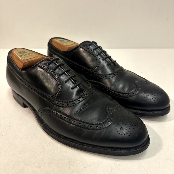 EUC Alden x Brooks Brothers 0928 Black Calfskin Wing Tip Bal Made in USA 10 - Picture 1 of 11